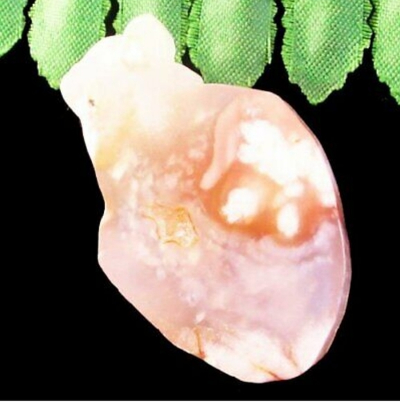 Carved Natural Cherry Blossoms Agate Goldfish Pendant  *NWT - Picture 2 of 2